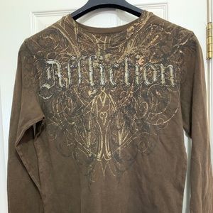 Mens AFFLICTION LS Thermal shirt Brown (M)